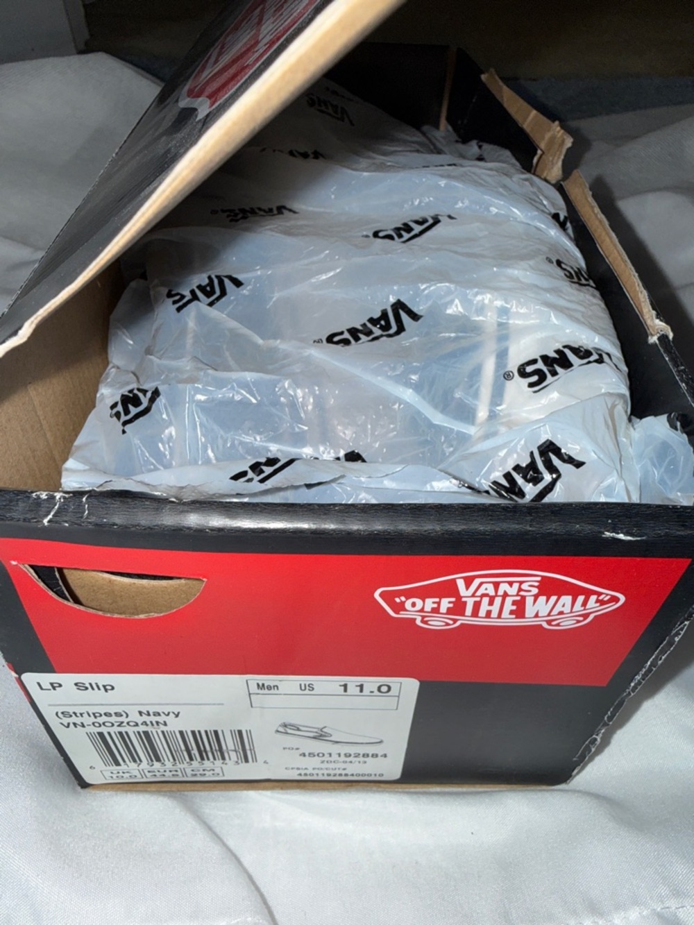 Vans Navy and Black Stripes Plaid Classic Slip On Shoes - Picture 4 of 4
